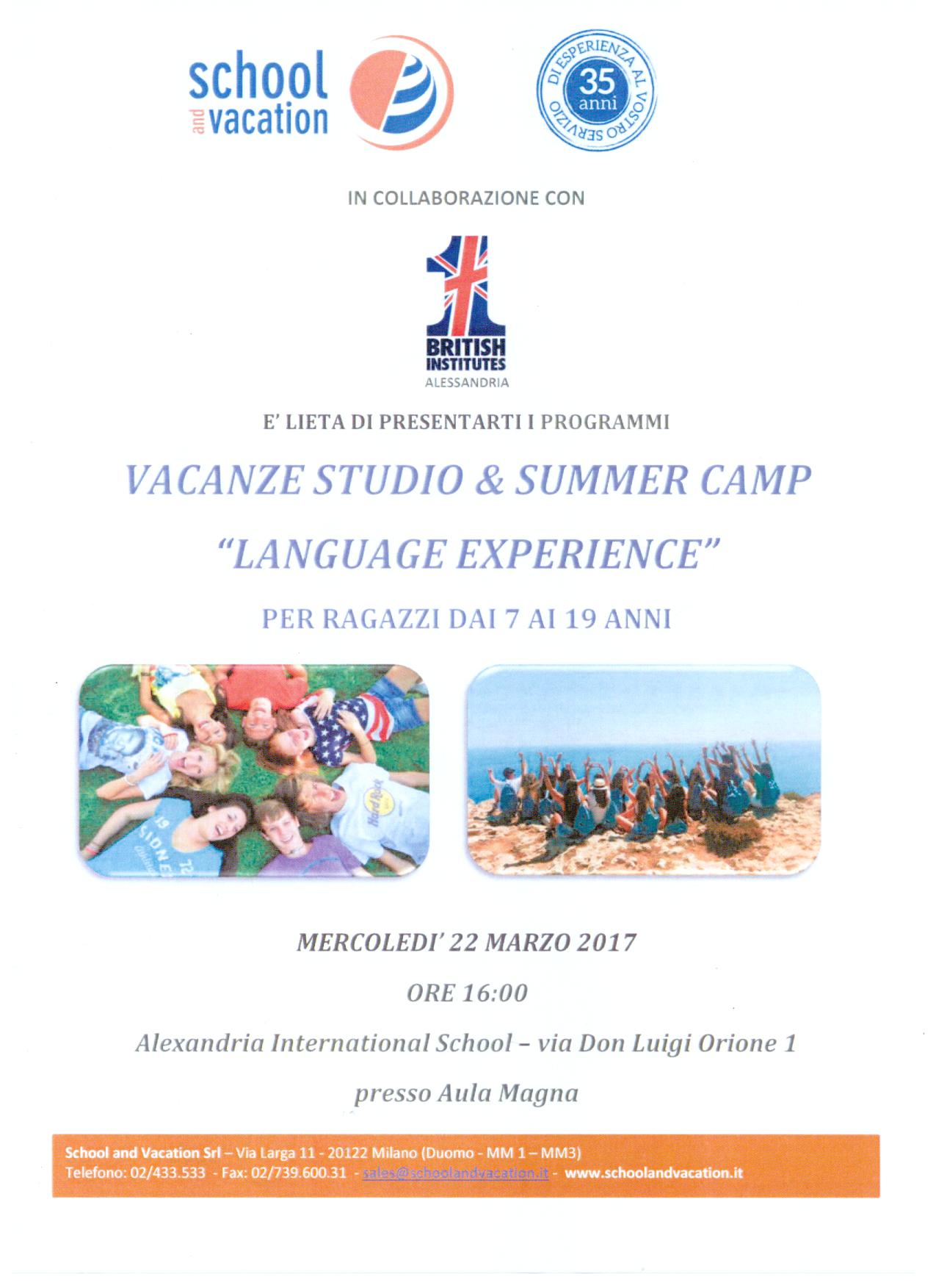 VACANZE STUDIO E SUMMER CAMP